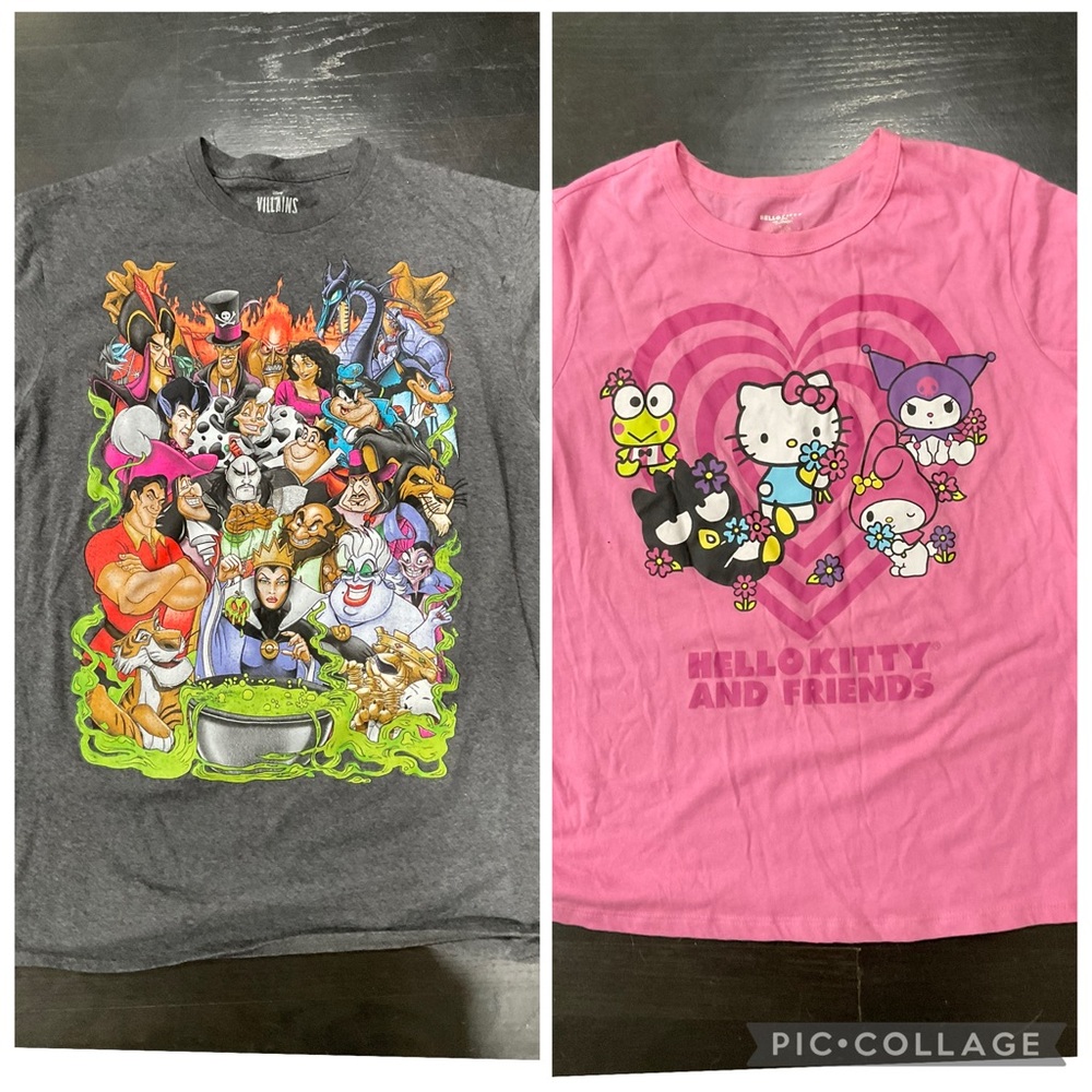 DISNEY VILLAINS AND HELLO KITTY GRAPIC TEES